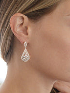 Mariell CZ Clip On Rose Gold Earrings - Art Deco Jewelry for Weddings, Bridal, Bridesmaids & Formals