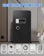 HOLOJOY Stor brandsikker vandtæt pengeskabsboks til hjemmekontordokumenter - 9,0 Cu Ft Heavy Duty stål LCD-skærm Digital sikkerhedsboks med LED-lys, aftagelig hylde til penge Smykker værdigenstande