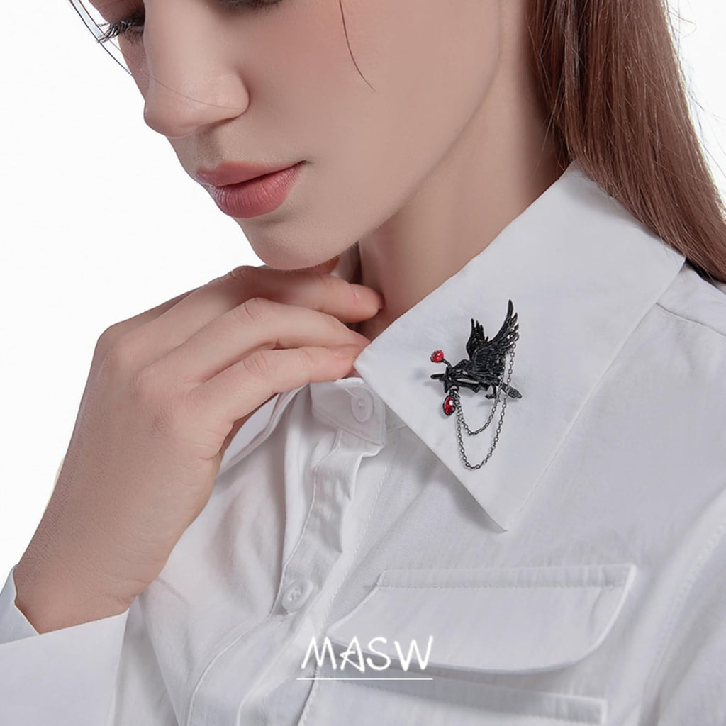 original design Hip Hop Gothic brooch Crow Lady Party gift M3362