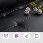 TYBOATLE 57" Small Black Faux Leather Sofa Couches, 3 Piece Living Room Set, Mid-Century Modern Tufted Comfy Loveseat, 2 Seater Office Couch Love Seat for Small Space Bedroom Drom Apartment