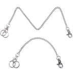 Wisdompro Wallet Chain, 2 Pack (8 and 16 Inch) Heavy Duty Pocket Keychain with Both Ends Lobster Clasps and Extra 2 Rings for Keys, Wallet, Jeans, Pants, Belt Loop, Purse and Handbag - Silver