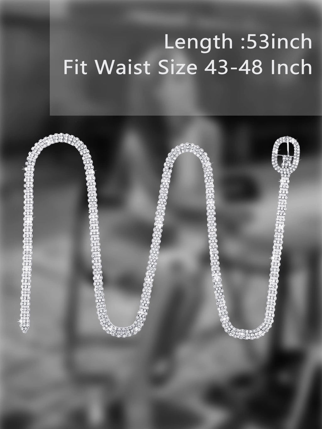 Geyoga 2 Pieces Women Rhinestone Belt for Dress Crystal Diamond Shiny Wide Waist Ladies Belt(Medium, Fit Waist Size 27-34 Inch,Silver)