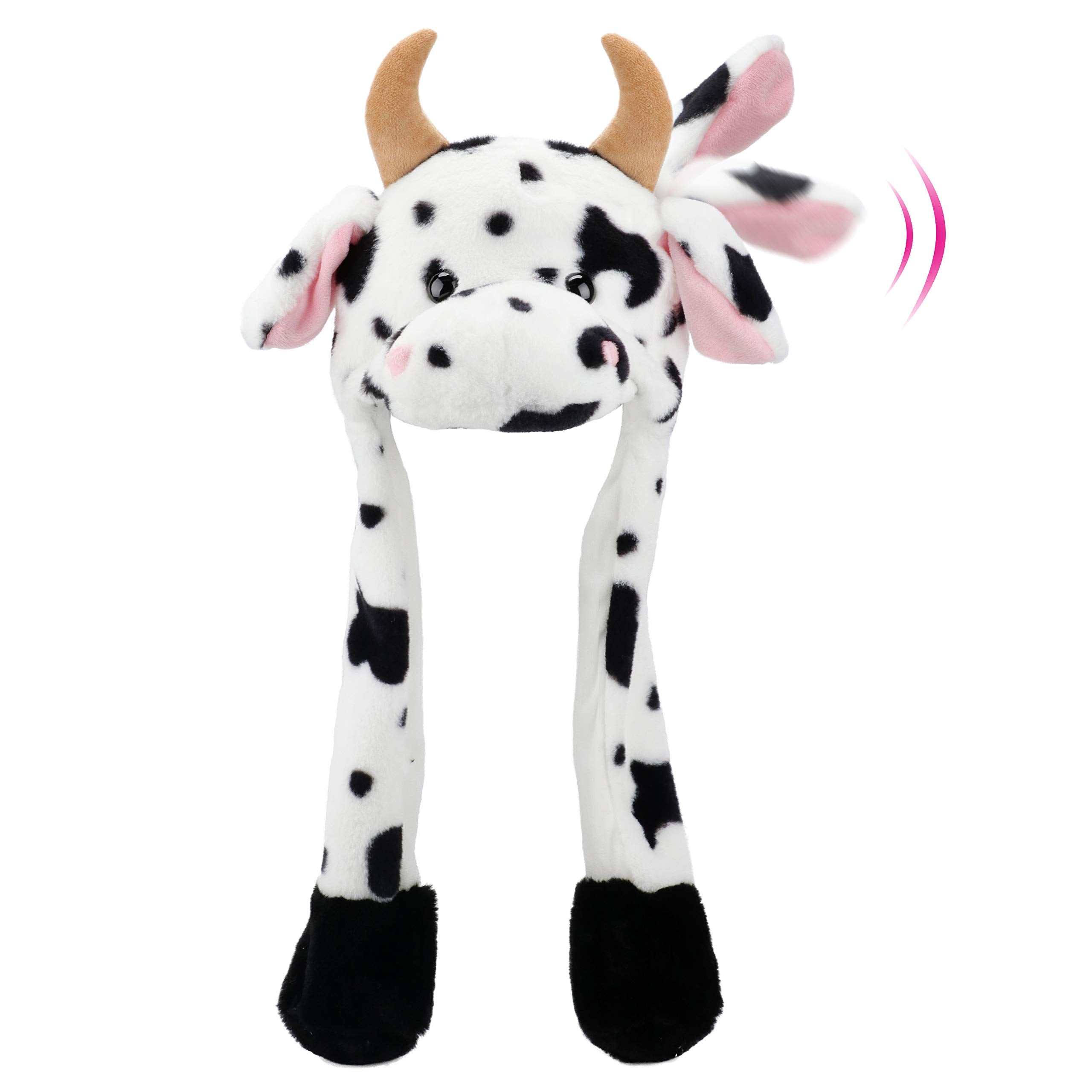 Animal Hat with Ears Moving Jumping Pop Up Beating Hat Plush Holiday Cosplay Dress Up Funny Gift for Kids