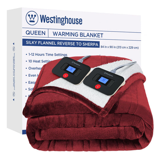 Westinghouse Heated Throw Blanket, Electric Blanket Throw with 6 Heating Levels and 2-10 Hours Time Settings, Flannel to Sherpa Super Cozy Heated Blanket Machine Washable, 50x60 inch, Charcoal