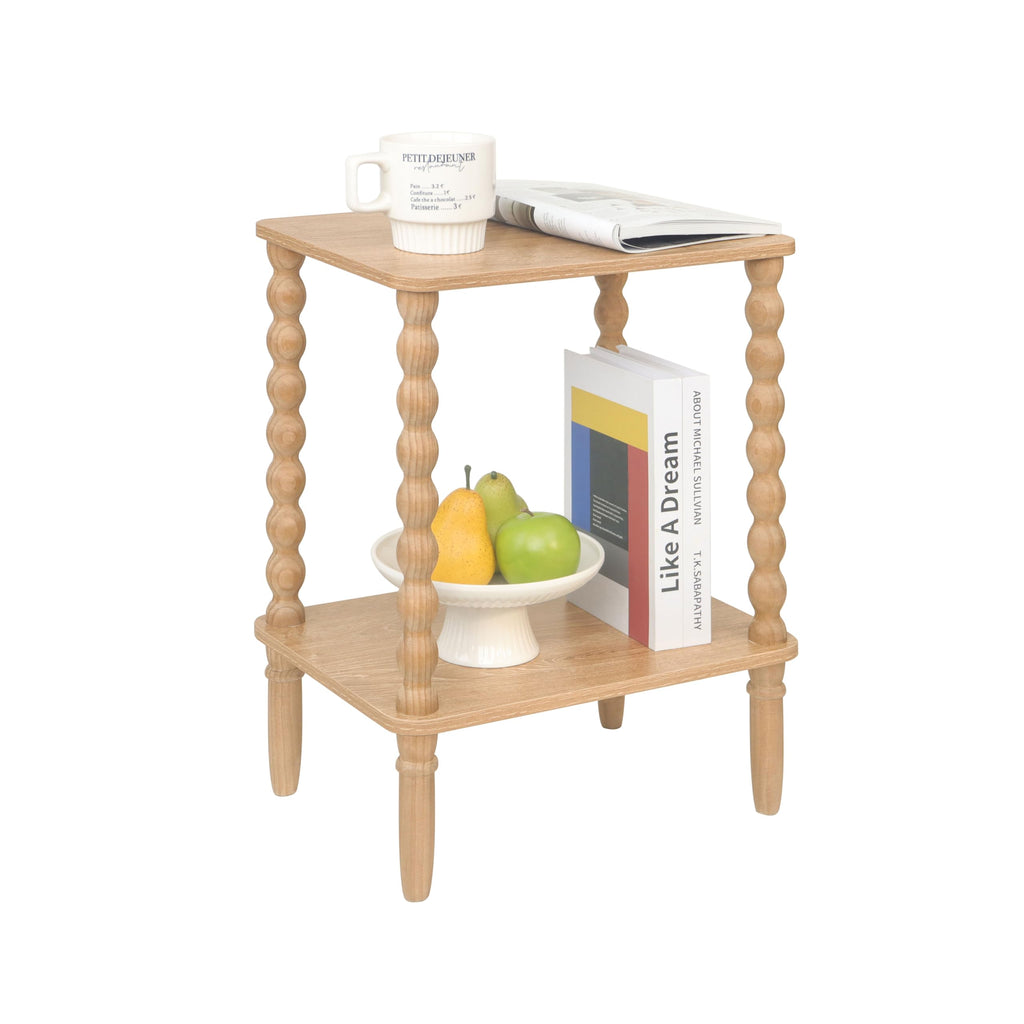 Side Table, Small End Table with Storage Shelf, 2-Tier Small Coffee Tables Living Room for Bedroom, Narrow Spaces (Rustic Brown)