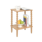 Side Table, Small End Table with Storage Shelf, 2-Tier Small Coffee Tables Living Room for Bedroom, Narrow Spaces (Rustic Brown)