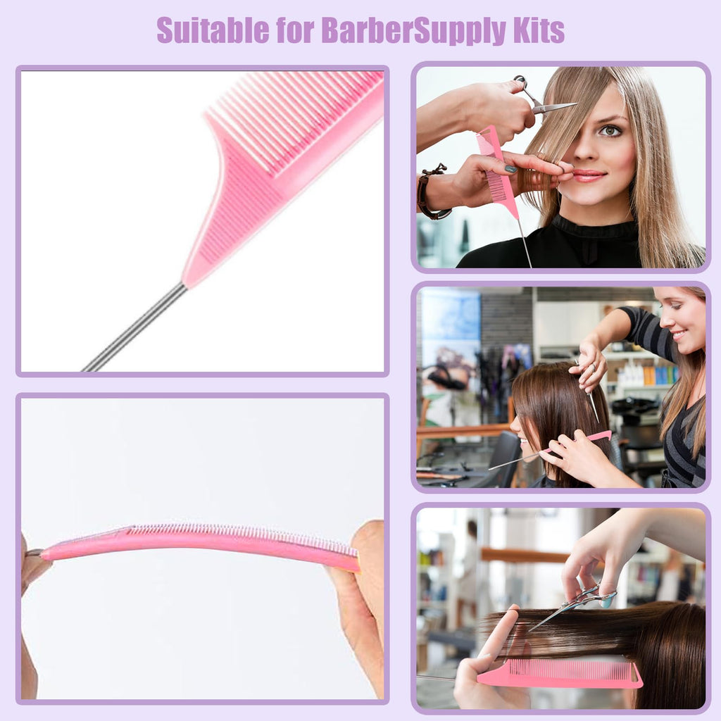 10 PCS Rat Tail Combs Set - Hair Teasing Fine Tooth Comb for Women Girls, Parting Comb for Braiding Hair Styling Tools & Appliances with Stainless Steel Pintail Carbon Fiber Heat Resistant