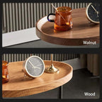 Small Side End Table New C Table Narrow Round Bed Sofa Couch Coffee Dinner Table for Snack Drink TV Tray, Slim Gold Rustic End Table Modern Simplicity, Metal and Wood - 24 Inch