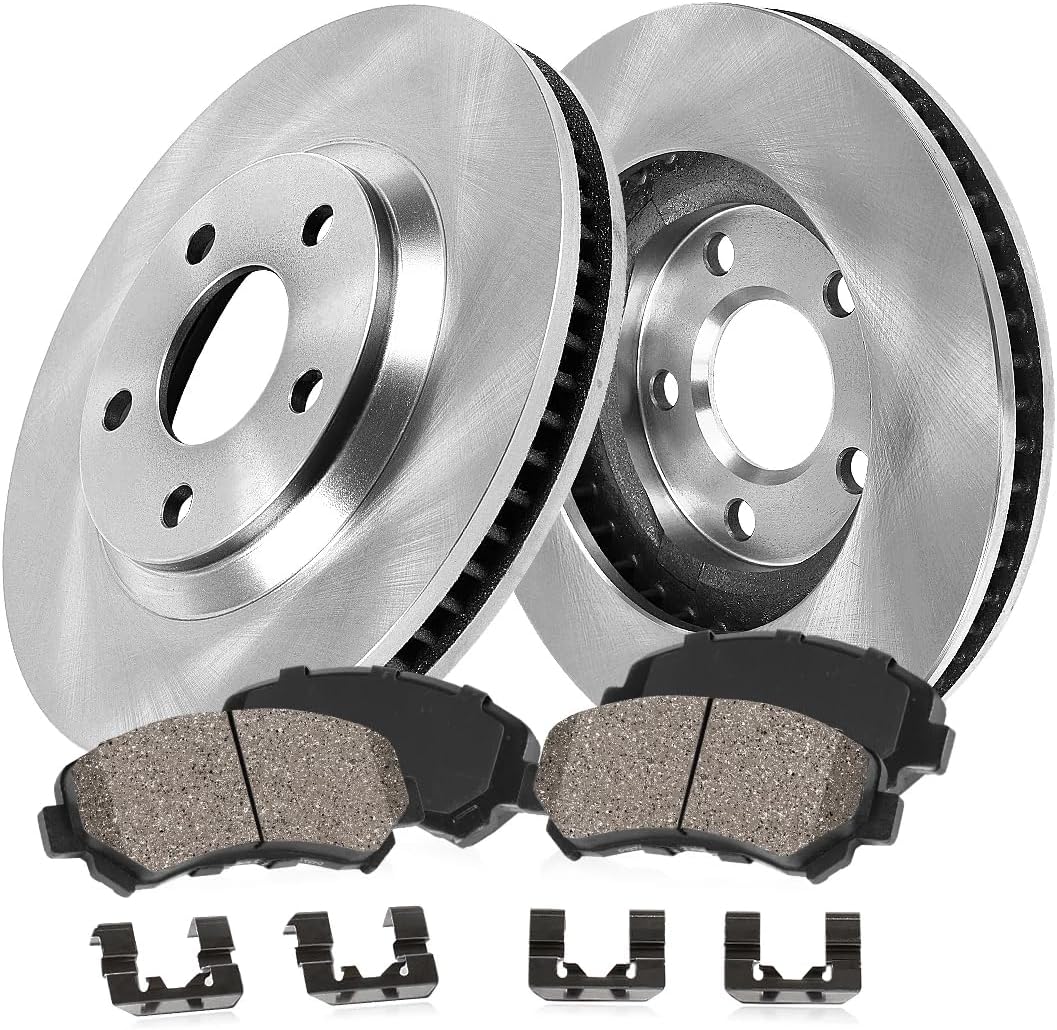 Callahan Brake Parts Front Brake Kit for 2003-2008 Pontiac Vibe Toyota Corolla, 2003-2006 Toyota Matrix - Disc Rotors with Ceramic Brake Pads Replacement
