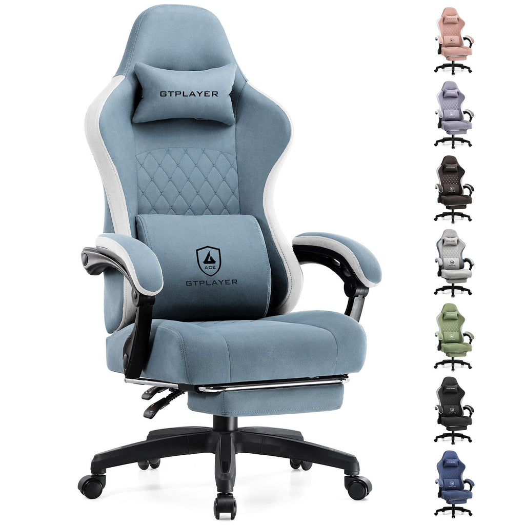 GTPLAYER Gaming Chair, Computer Office Chair with Pocket Spring Cushion, Linkage Armrests and Footrest, High Back Ergonomic Computer Chair with Lumbar Support Task Chair with Footrest(Black)