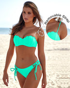 KerryKreey Costumi da bagno con ferretto per donna Set bikini push up taglio alto due pezzi con pizzo e laccetti laterali sexy