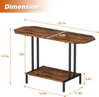 Rustic Coffee Table 2-Tier Wood Tea Table Coffee Tables for Living Room Industrial Rectangle Coffee Table for Large or Small Spaces Center Table with Storage Shelf, Brown