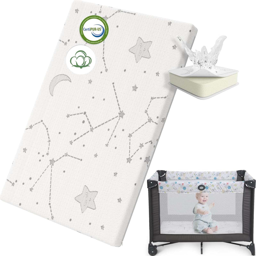 YENING Pack and Play Mattress Topper Baby Pack N Play Mattresses for Playpen and Playard with Washable Cover 38"x26"x1", 1 Pack Firm Foam