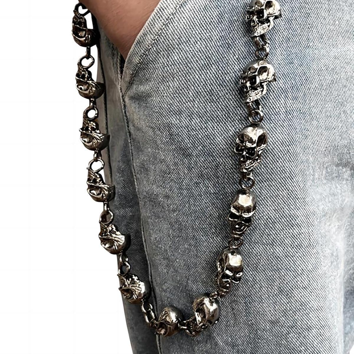 PINKPIN Trouser Chains for Men Pants Chain Jean Chains Belt Chain Biker Wallet Chain Skull Pants Chains for Men Biker Chain Punk Heavy Skull Goth Accessories