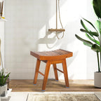 URFORESTIC Teak Shower Bench Teak Shower Stool Curved Seat