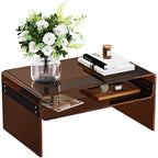 Acrylic Coffee Table for Living Room Clear Rectangle Lucite Table with Open Storage Shelf (1, Green, Large)