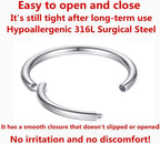 Hypoallergenic Nose Rings 20G 18G 16G 14G 12G 10G 8G 316l Surgical Steel Septum Jewelry Hinged Segment Ring Body Piercing Nose Hoop Lip Rings Nose Helix Cartilage Rook Earrings