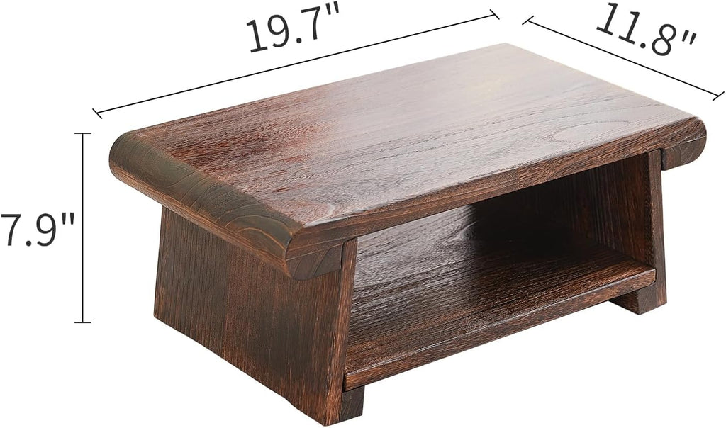 Japanese Altar Table,Folding Floor Table,Wood Small Low Meditation Table,Coffee Table for Living Room, Brown,19.7" x 11.8" x 7.9"