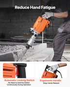 VEVOR Demolition Jack Hammer, MAX 2200W Electric Jackhammer Heavy Duty, 1350 BPM Concrete Breaker 4pcs Chisels Bit Chipping W/Case, Gloves