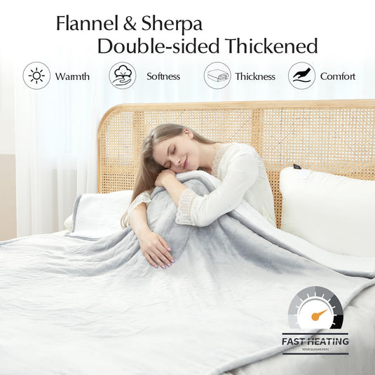 Heated Blanket Throw Size, Soft and Cozy Electric Heating Blanket for Bed, Automatic Safety System 6 Heating Levels & 4 Hours Auto-Off, 50" x 60" Dark Grey