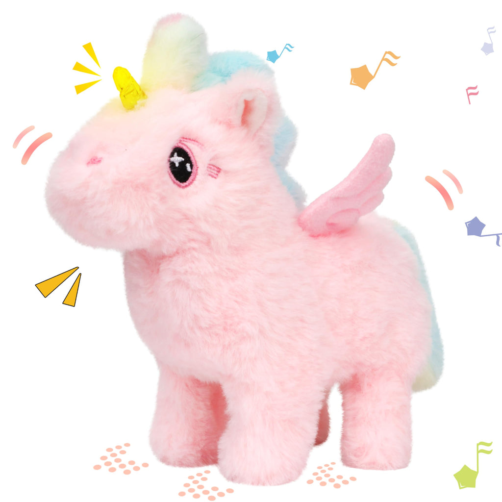Hopearl Hopping Rabbit with Bell Interactive Electronic Pet Plush Bunny Toy with Sounds and Movements Animated Walking Wiggle Ears Twitch Nose Gift for Toddlers Birthday, Rainbow, 7''