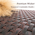 DIMAR GARDEN Outdoor Coffee Table Wicker Patio Side Table with Glass Top, 25.2in Mixed Brown