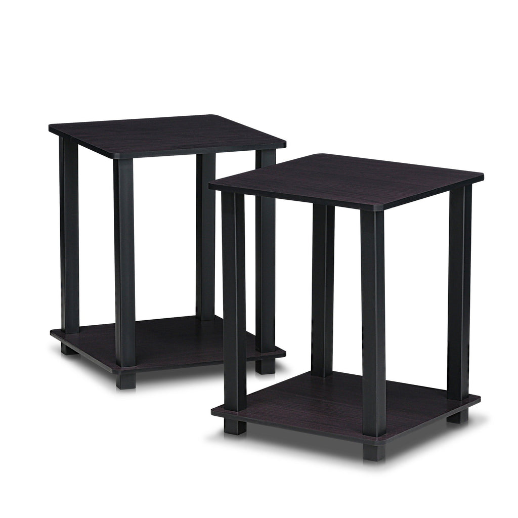 Furinno Simplistic Set of 2 End Table, Espresso/Black