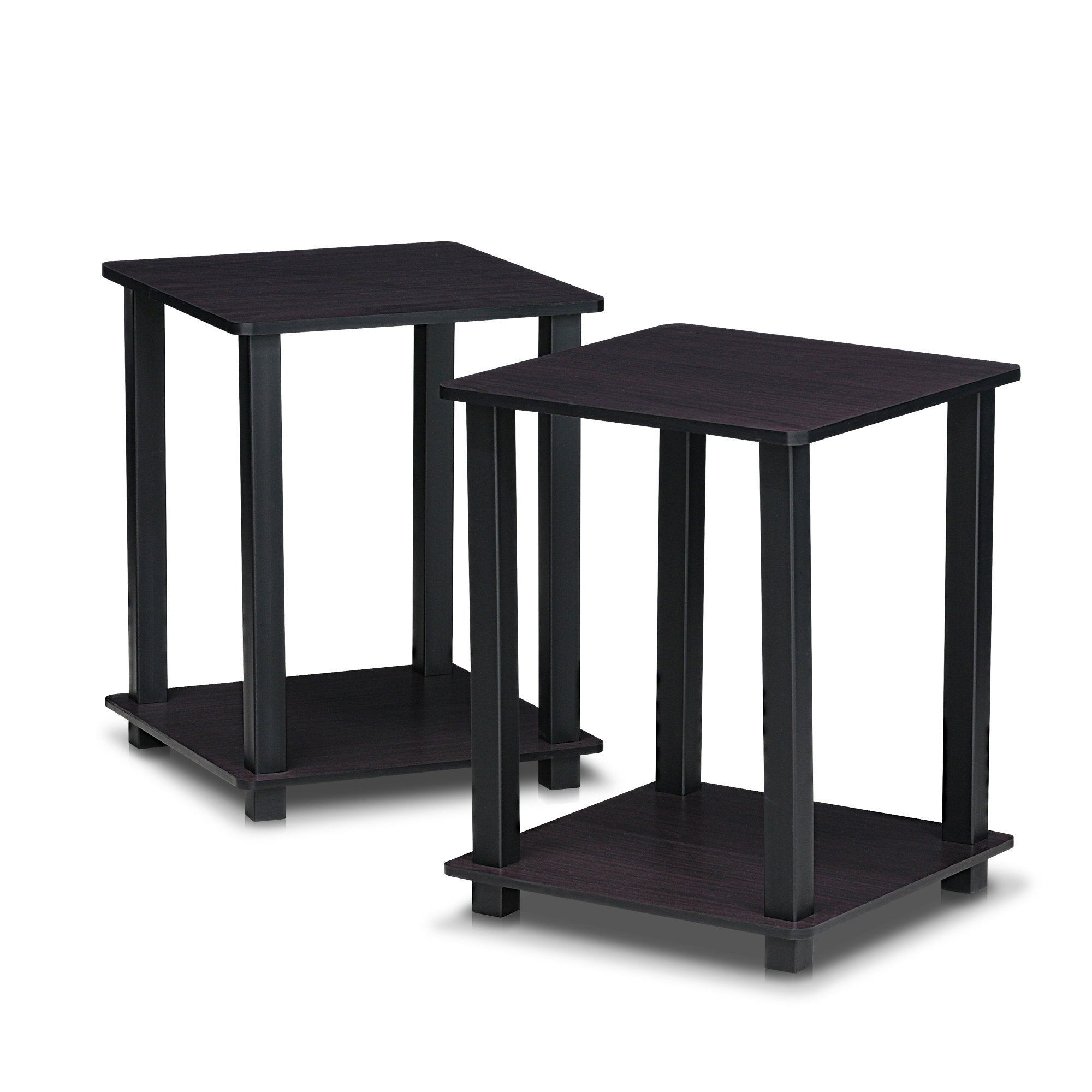 Furinno Simplistic Set of 2 End Table, Espresso/Black