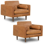 POLY & BARK Napa Leather Couch – Right-Facing Sectional Leather Sofa - Tufted Back Full Grain Leather Couch with Feather-Down Topper On Seating Surfaces – Pure-Aniline Italian Leather – Cognac Tan