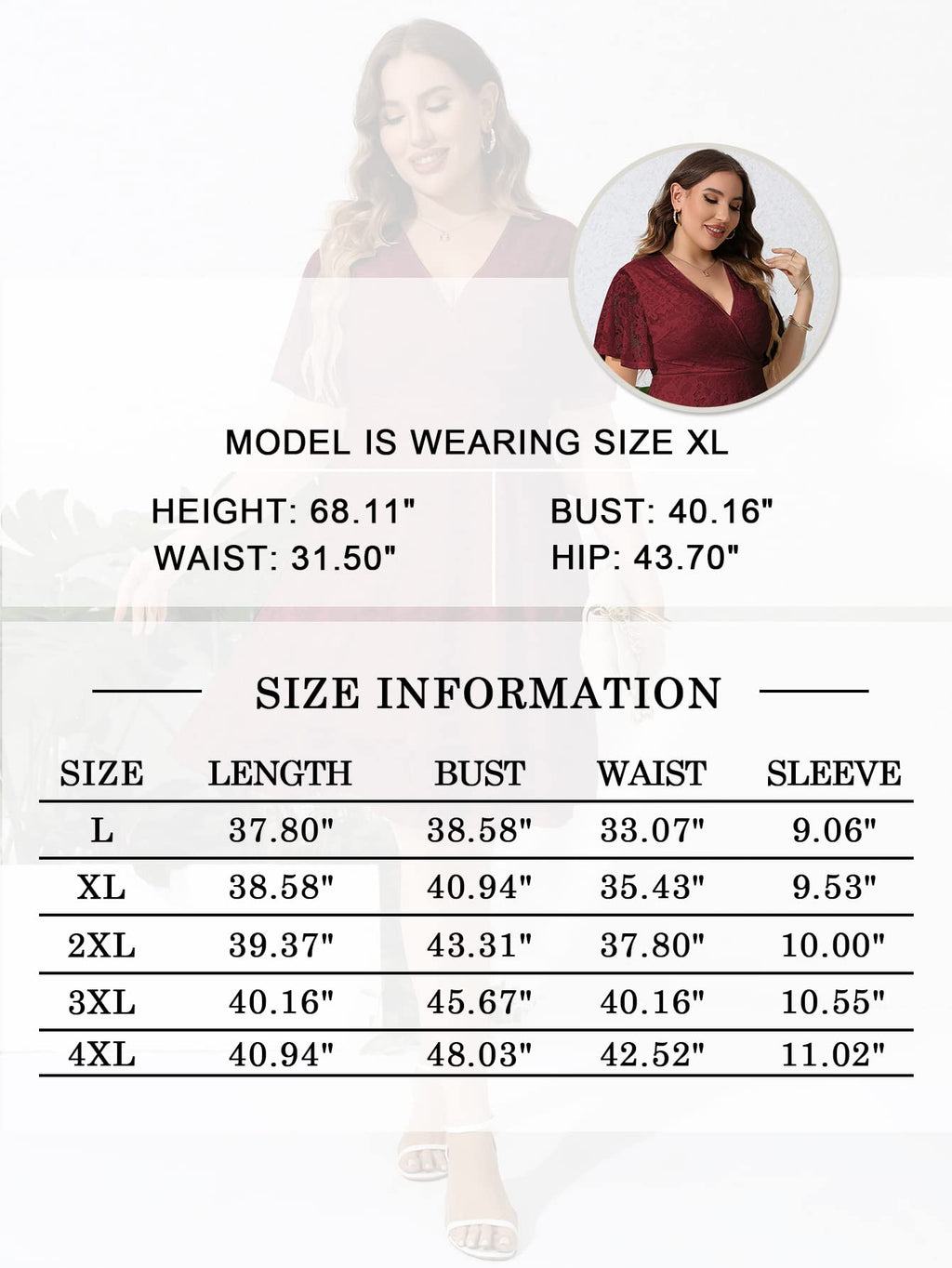 SCOMCHIC Women Plus Size Lace Cocktail Dresses Summer Wrap V Neck Short Sleeve Flowy A Line Wedding Guest Midi Dress White