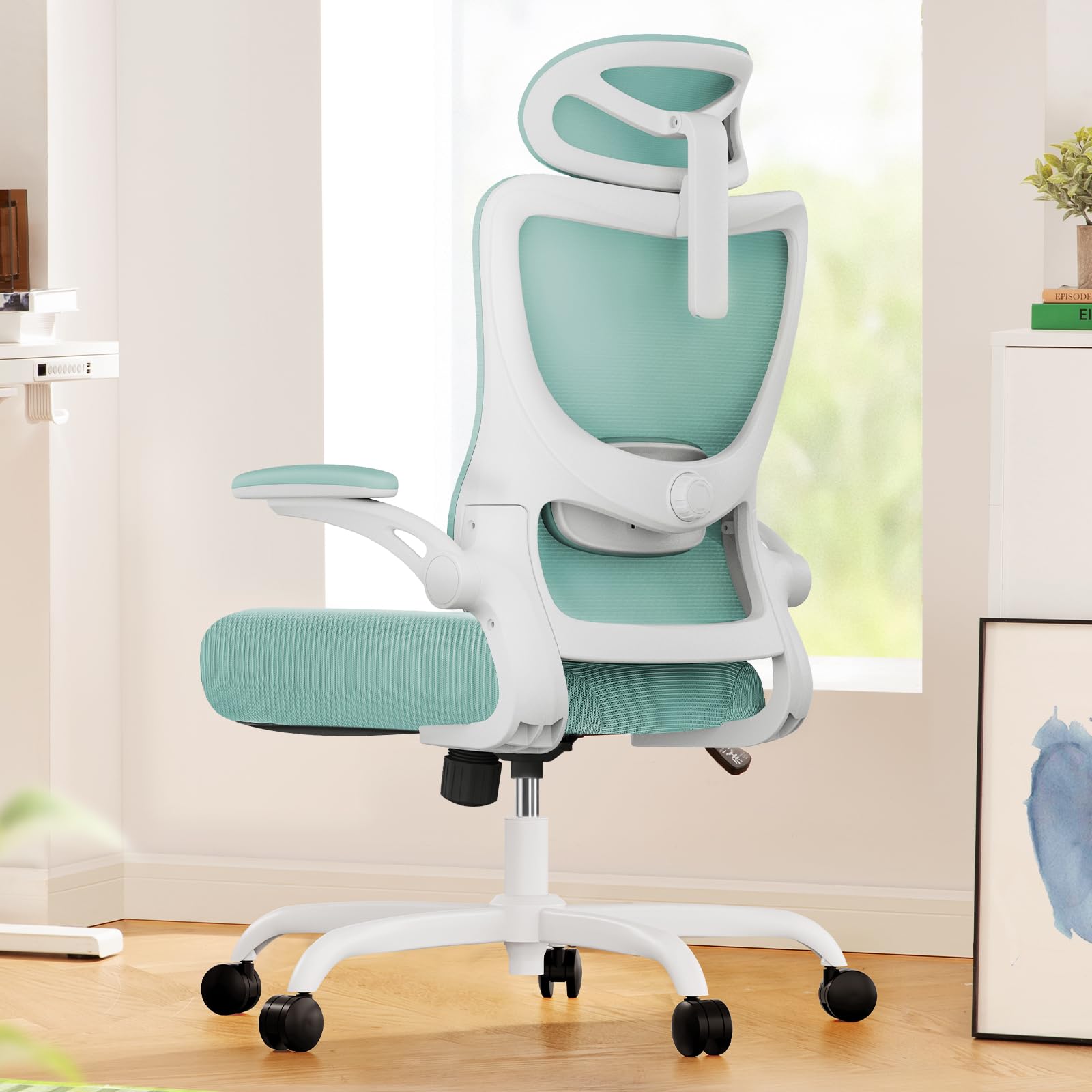 Marsail Ergonomic Office Chair: Office Computer Desk Chair with High Back Mesh and Adjustable Lumbar Support Rolling Work Swivel Task Chairs with Wheel 3D Armrests and Headrest
