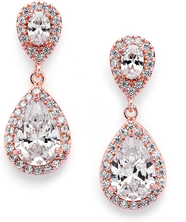 Mariell Cubic Zirconia Crystal Teardrop Dangle Bridal and Wedding Earrings, CZ Jewelry for Brides, Bridesmaids, Homecoming, Prom and Dressy Everyday Wear