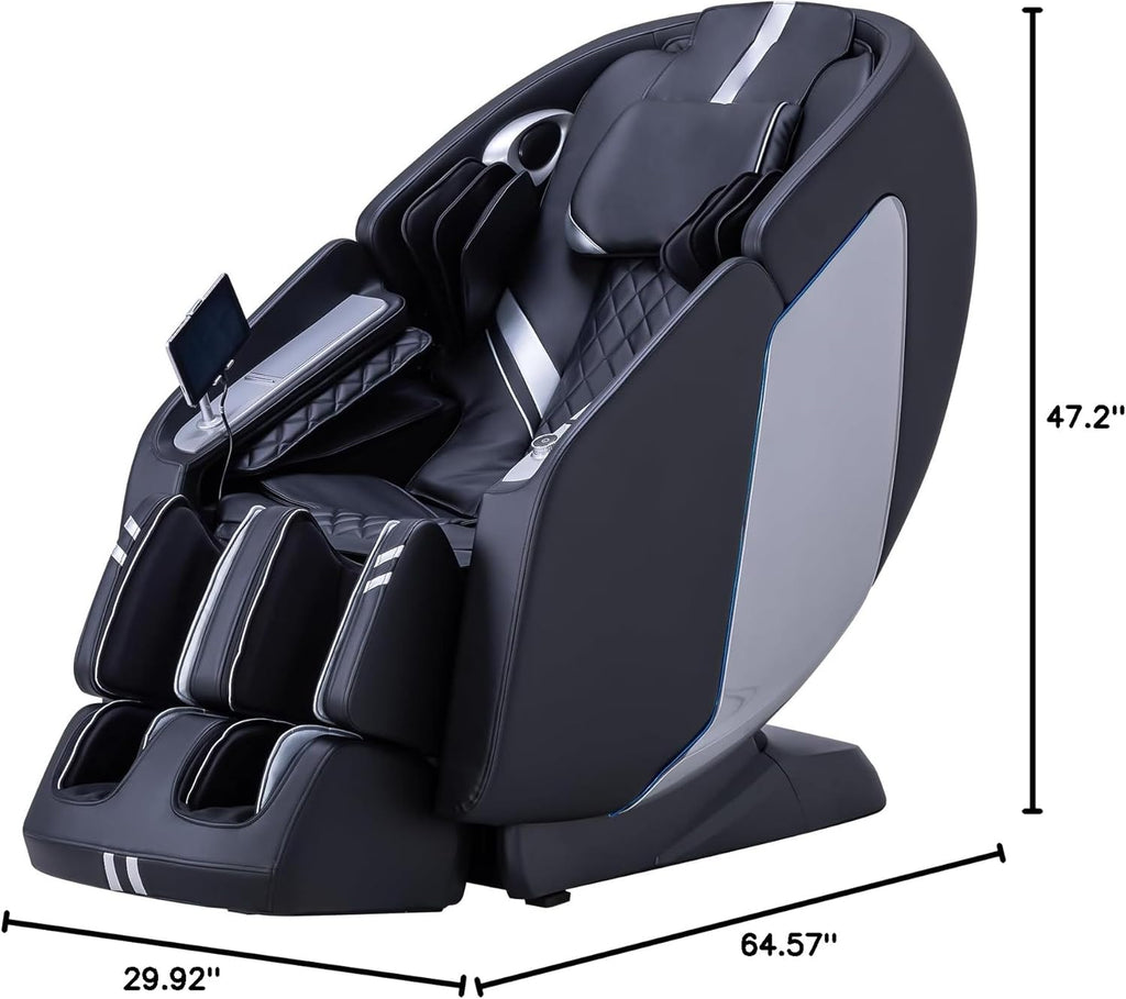 MassaMAX 2025 4D Massage Chair Full Body Massage Chair with Zero Gravity, Extended Footrest, SL Track, Yoga Stretch, Foot Rollers, and Heating Comfort with Mat & Cover (Black)