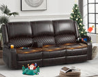 3 Seater Recliner Sofa Set with 2-Tier Cushion, 3+1 Pieces in Living Room, 3 Seater Reclining Couch Leather with Removable Console, 1 Oversize Recliner Chair Sofa Seat