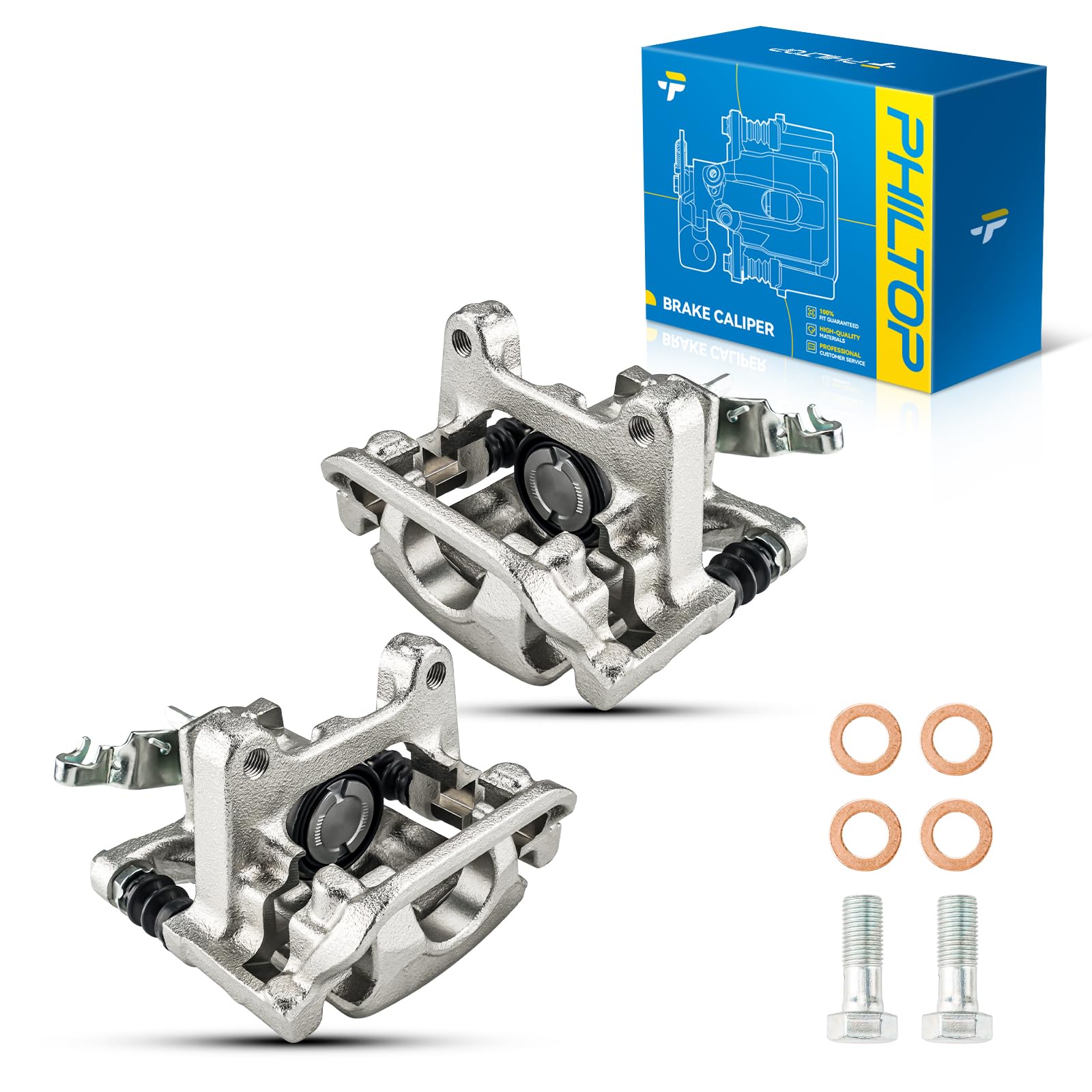 PHILTOP 18B5046 18B5047 Rear Disc Brake Caliper Assembly Fit for 2007-2017 Jeep Wrangler, 2008-2012 Jeep Liberty, 2007-2011 Dodge Nitro, 2018 Jeep Wrangler JK