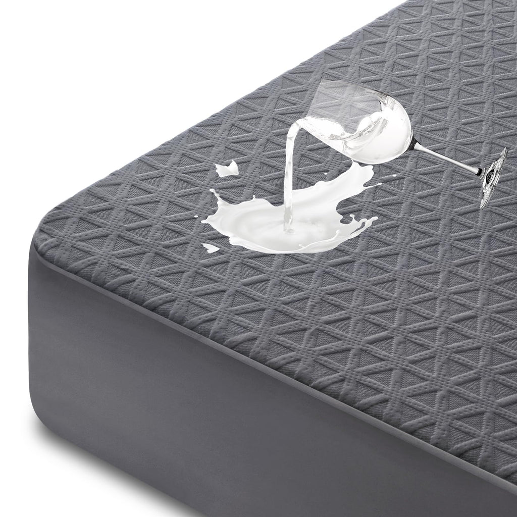 Premium Waterproof Mattress Protector Queen Size, Breathable Bed Cover 3D Air Fabric Cooling Mattress Pad Cover Smooth Soft Noiseless Washable, 8''-21'' Deep Pocket (White)