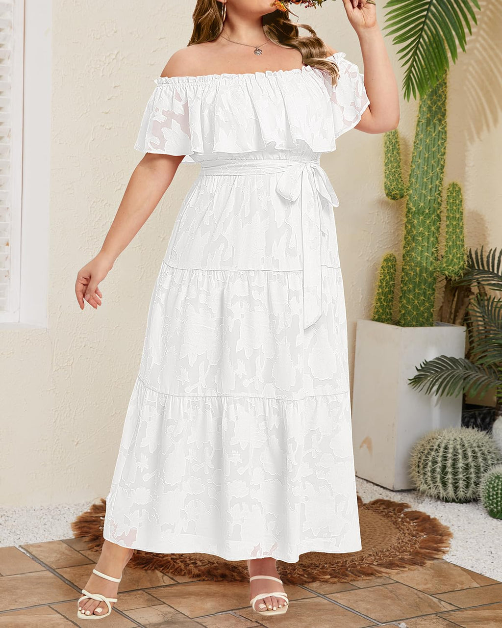 پیراهن‌های تابستانی سفید سایز بزرگ، کژوال، بدون شانه، ماکسی، بوهو، عید پاک، فارغ‌التحصیلی، جشن عروسی، پیراهن بلند دانتل ۲۰۲۴