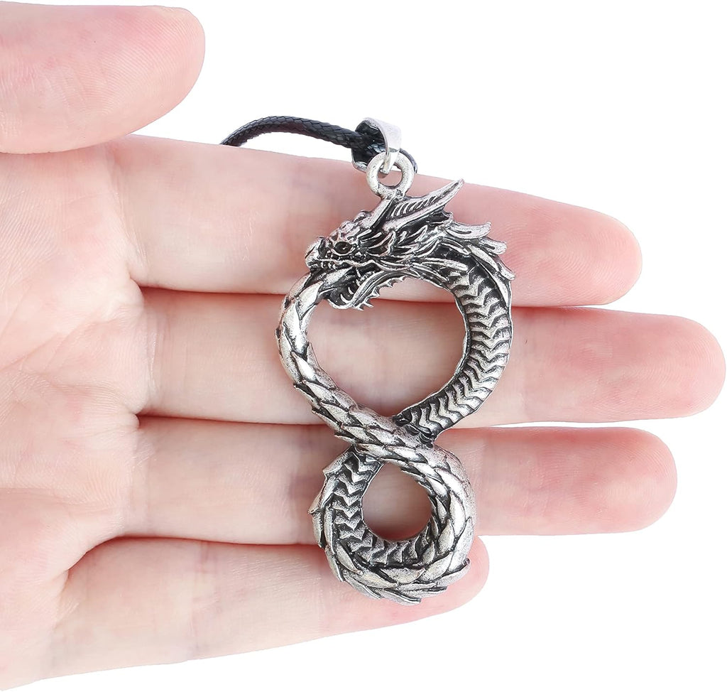 HAQUIL Dragon Necklace, Ouroboros Serpent Dragon Pendant, Dragon Jewelry Gift for Men and Women
