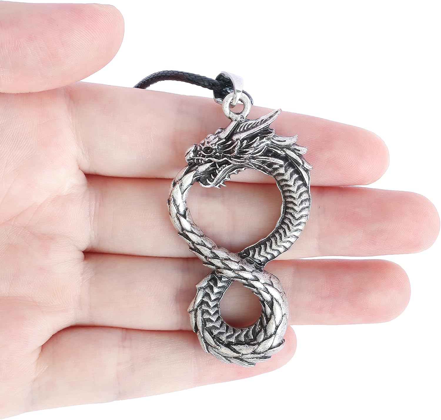 HAQUIL Dragon Necklace, Ouroboros Serpent Dragon Pendant, Dragon Jewelry Gift for Men and Women