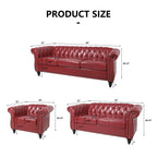 AVZEAR 3-Piece Living Room Sectional Sofa Set, Green Velvet Couch Upholstered Sofa Modern Sofa Couches Set Style Button Tufted, Velvet Chesterfield Sofa for Living Room Apartment, 1+2+3 Seat Green