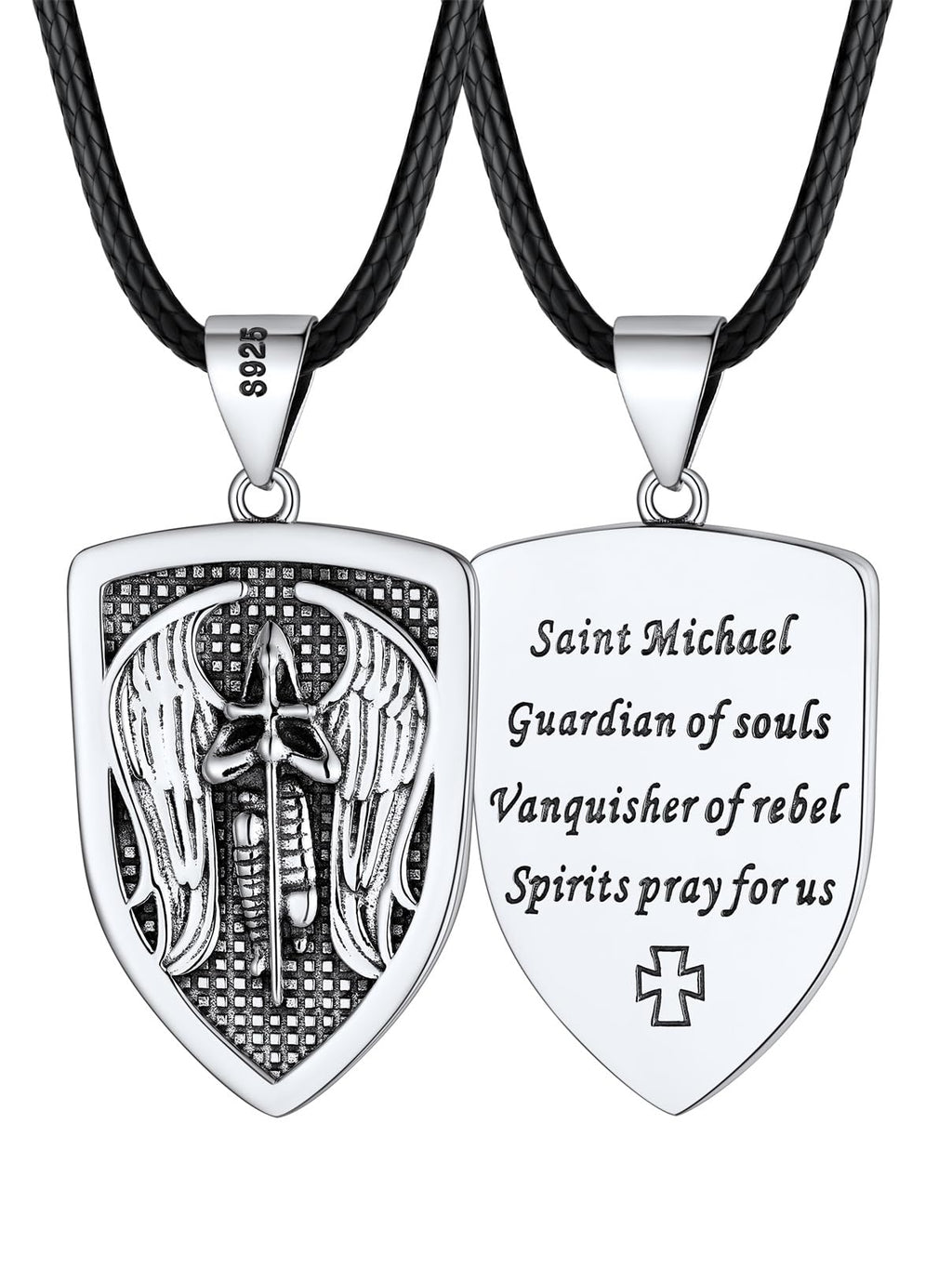 FaithHeart Saint Michael Necklace, Stainless Steel/18K Gold Plated St Michael the Archangel Pendant Amulet for Men Women with Gift Packaging