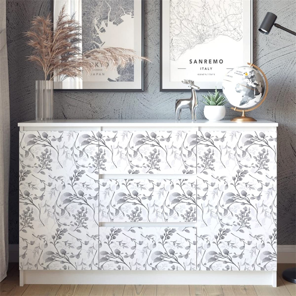 Orainege Gray Floral Wallpaper Peel and Stick Wallpaper Self Adhesive Floral Contact Paper Waterproof 17.7 in ×118.1 in Removable Wallpaper for Bedroom Bathroom Cabinets Decor - Grand Goldman