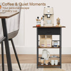 Mini Coffee Bar, 3-Tier Floor Standing Coffee Table with Drawer, Side Table for Living Room, Home Small Space, Kitchen, Office, Coffee Maker Table