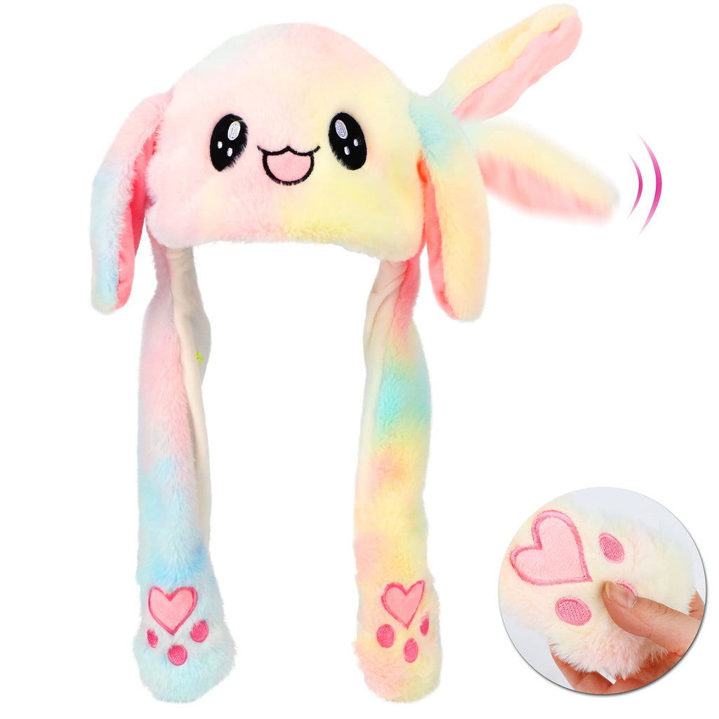 Animal Hat with Ears Moving Jumping Pop Up Beating Hat Plush Holiday Cosplay Dress Up Funny Gift for Kids