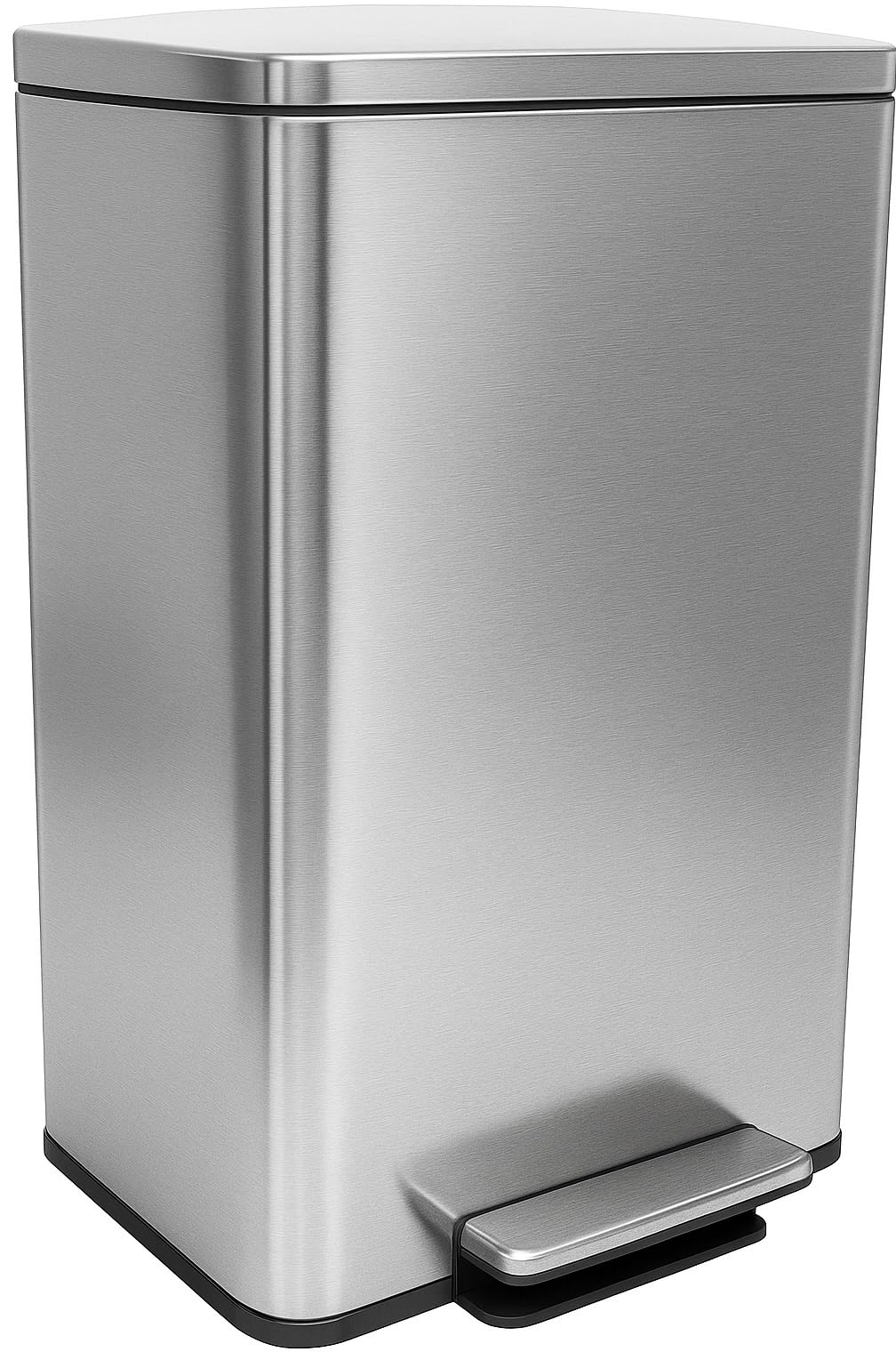 SIMPLI-MAGIC 50 Liter / 13.2 Gallon Soft-Close, Smudge Resistant Trash Can with Foot Pedal and Built in Filter- Stainless Steel, Sleek Finish