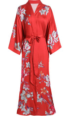 Aensso Long Soft Lightweight Silky Kimonos Robes for Women, Luxury Japanese Floral Womens Kimono Robe