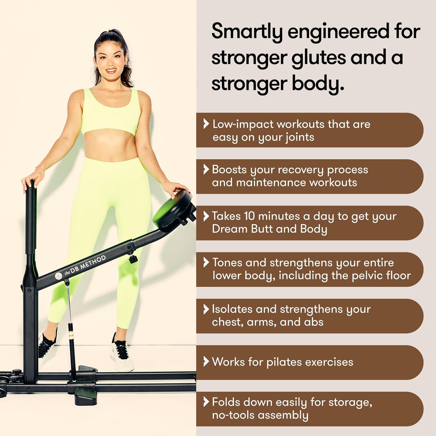 The DB Method Squat Machine with Phone Mount, Workout Equipment for Home Gym, Exercise Leg and Glutes, Low Impact Lower Body Fitness Workouts, Training for Total-Body, Easy Setup, Foldable for Storage