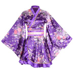 Kimono Costume Adult Japanese Geisha Floral Patten Gown Blossom Bathrobe Sleepwear With Obi Belt