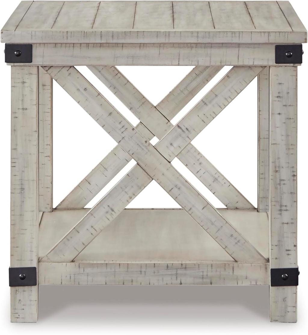 Signature Design by Ashley Carynhurst Rustic Farmhouse End Table, Whitewash