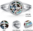 DAOCHONG Sigil of Lilith Abalone Shell Statement Ring S925 Sterling Silver Sigil of Lilith Statement Ring Gifts for Women Men